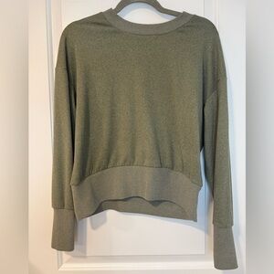 RBX Olive Green Cropped Sweatshirt Soft Stretch Active Pullover Size- S
